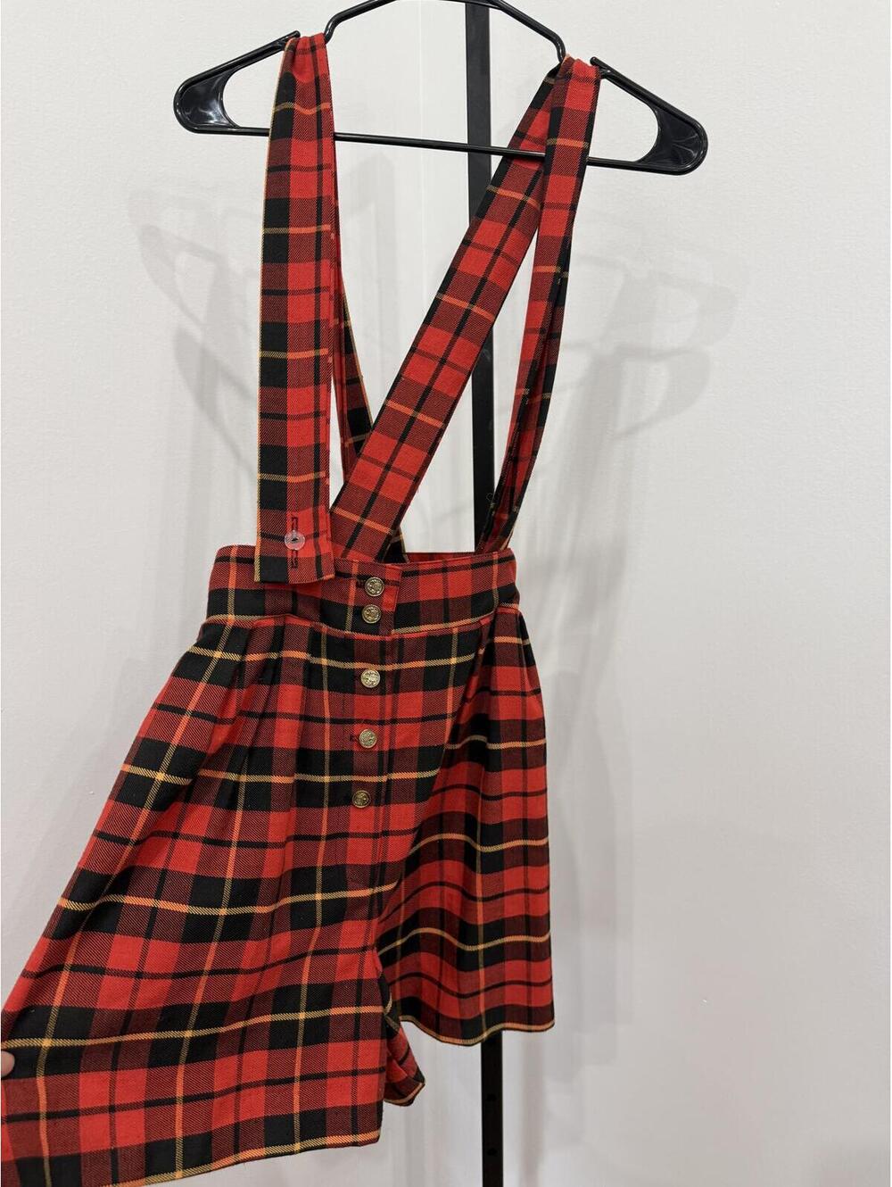 Bonjour Red and Black Plaid Suspender Short - Picture 8 of 12